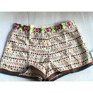 Love Sam Women's Ivory Colorful Crepe Lined shorts